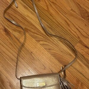 Lilly Pulitzer Metallic Gold Crossbody Bag with Tassel